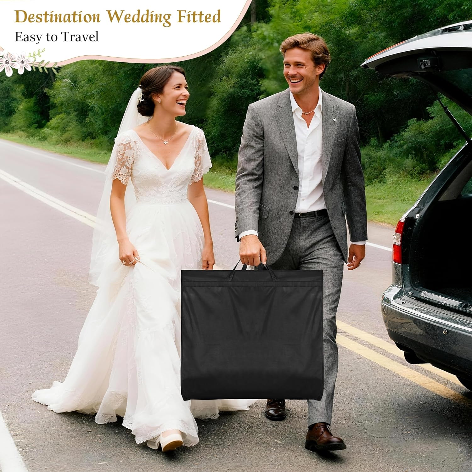 72" Wedding Dress Garment Bag for Travel with 4" Gusseted Long Hanging Dress Bags for Gowns for Women Garment Cover Clothes Storage for Closet, Black