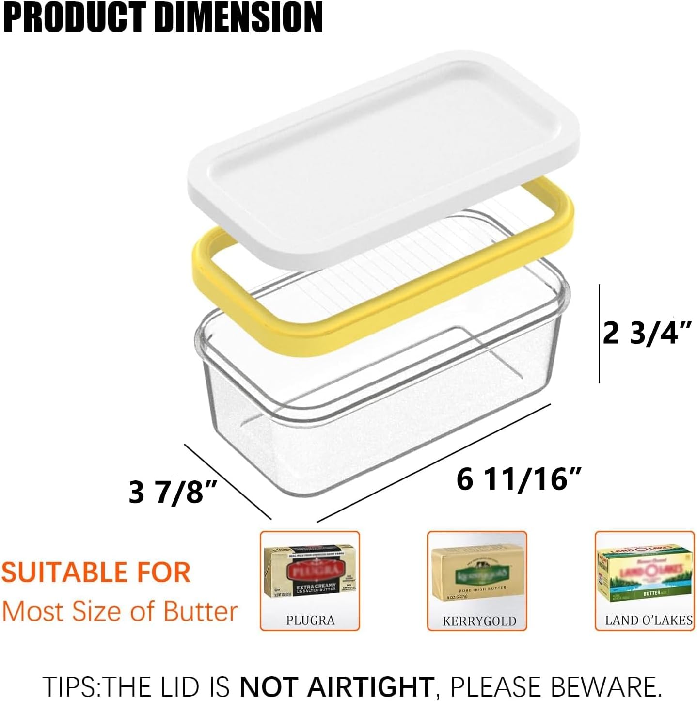 Butter Slicer Cutter with Storage Container, Stick Butter Dish with Lid for Fridge, Easy Cutting Two 4oz Sticks Not Airtight, Small