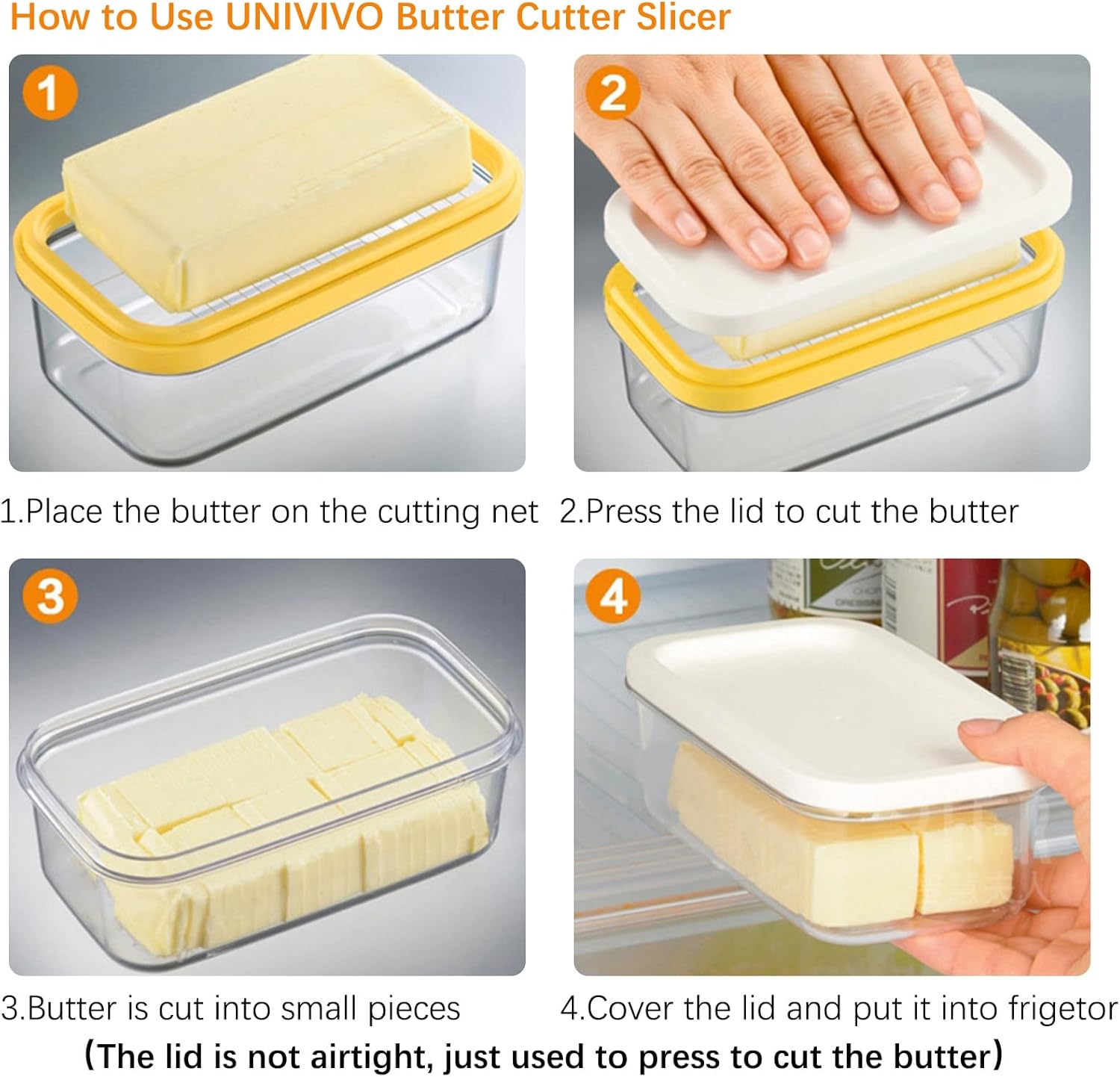 Butter Slicer Cutter with Storage Container, Stick Butter Dish with Lid for Fridge, Easy Cutting Two 4oz Sticks Not Airtight, Small