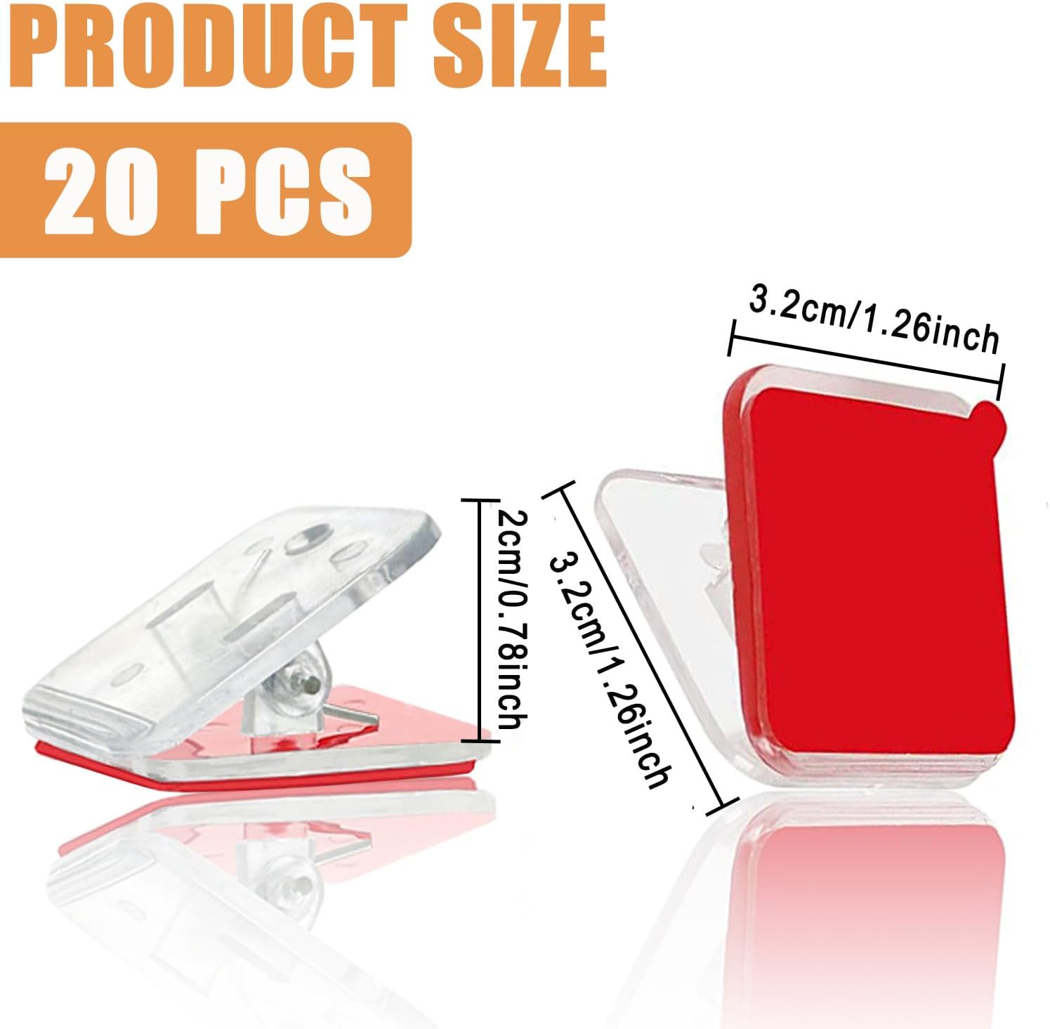 20 Pieces Self Adhesive Clips, Wall Clips,Tapestry Hangers,Photo Holders for Paper Flag Hanger,Sticky Clip for Teachers,Double-Sided Adhesive Spring Clip for Poster Home Office Rope