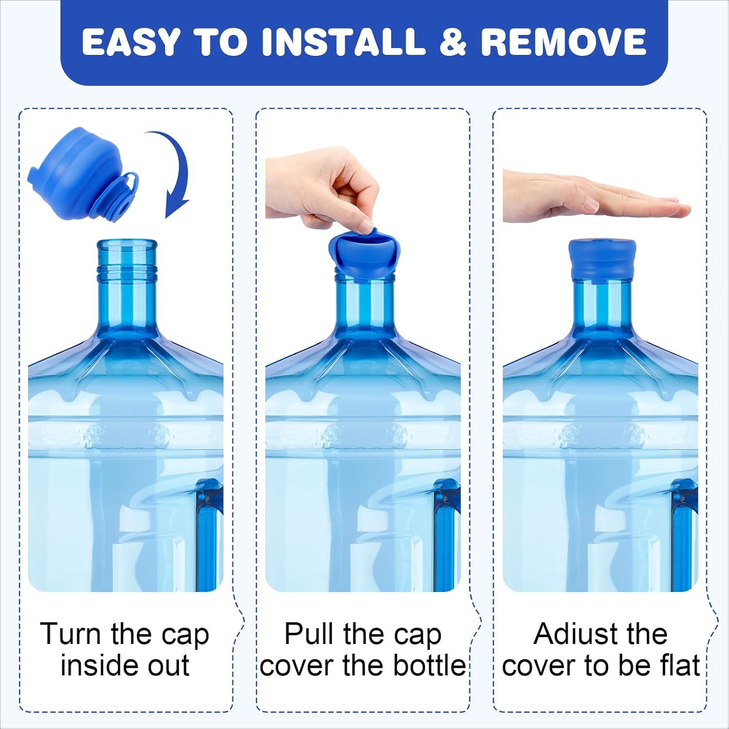 5 Pack 5 Gallon Water Jug Cap,Silicone Reusable Replacement Cap, Non Spill Bottle Caps for 55mm Bottle Water Dispenser Caps
