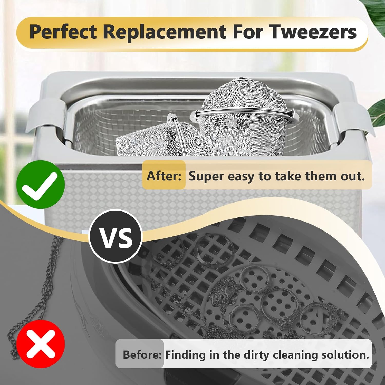 Ultrasonic Cleaner Basket, Stainless Steel Basket for Ultrasonic Jewelry Cleaner, Jewelry Steam Cleaner Basket Small Parts Washing Basket for Jewelry, Watch Parts
