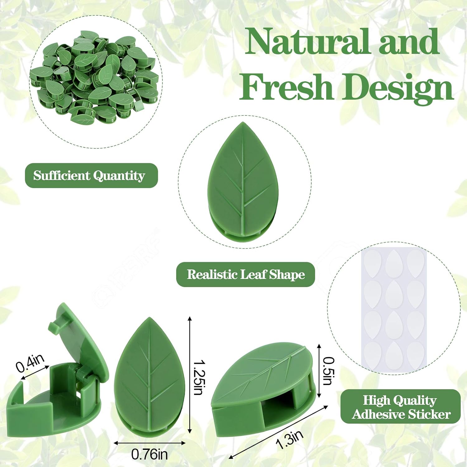 60 Pieces Plant Climbing Wall Fixture Clips with 72 Pieces Acrylic Adhesive Sticker Leaf Fixer Invisible Wall Vines Fixing Clips Hook Plant Vine Traction for Indoor Outdoor Decoration
