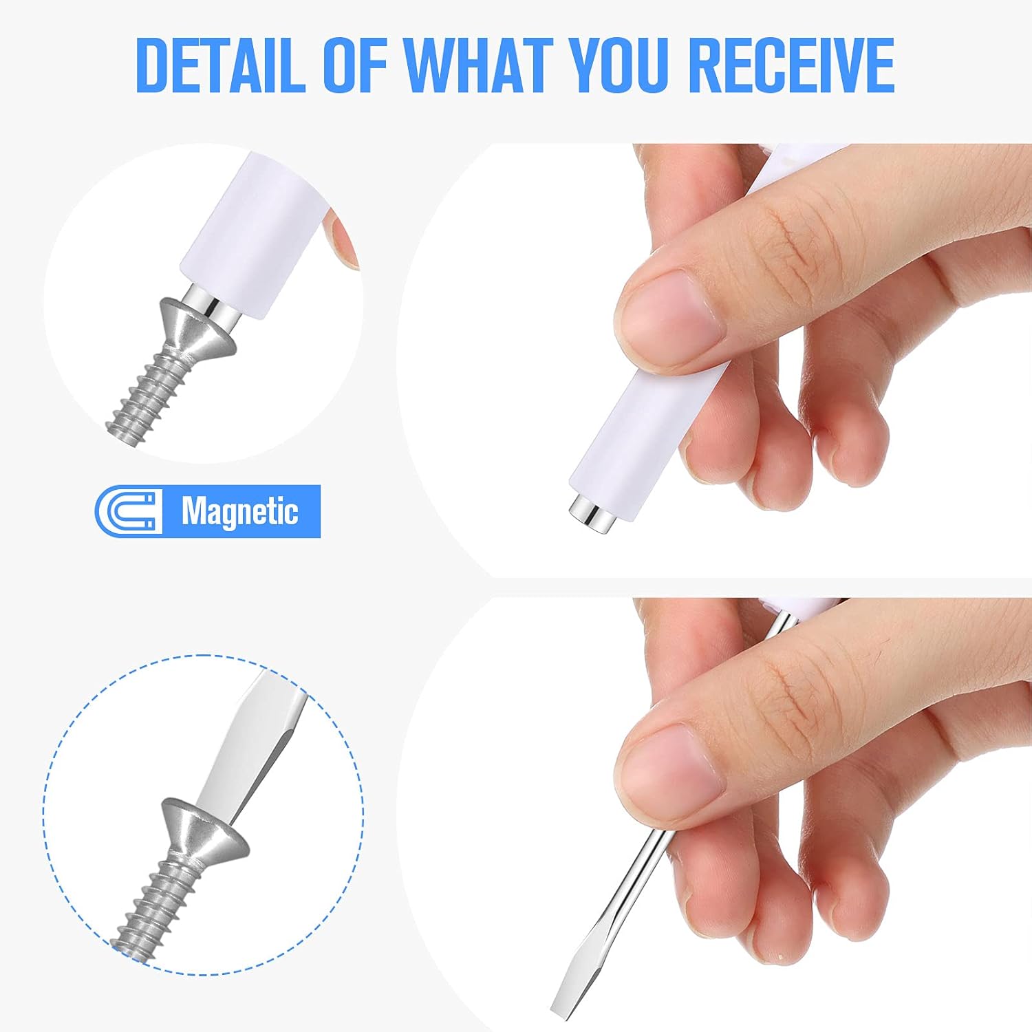 10 Pieces Pocket Screwdriver Mini Tops and Pocket Clips Magnetic Slotted Small Screw Driver with a Single Blade Head for Mechanical, Electrician White