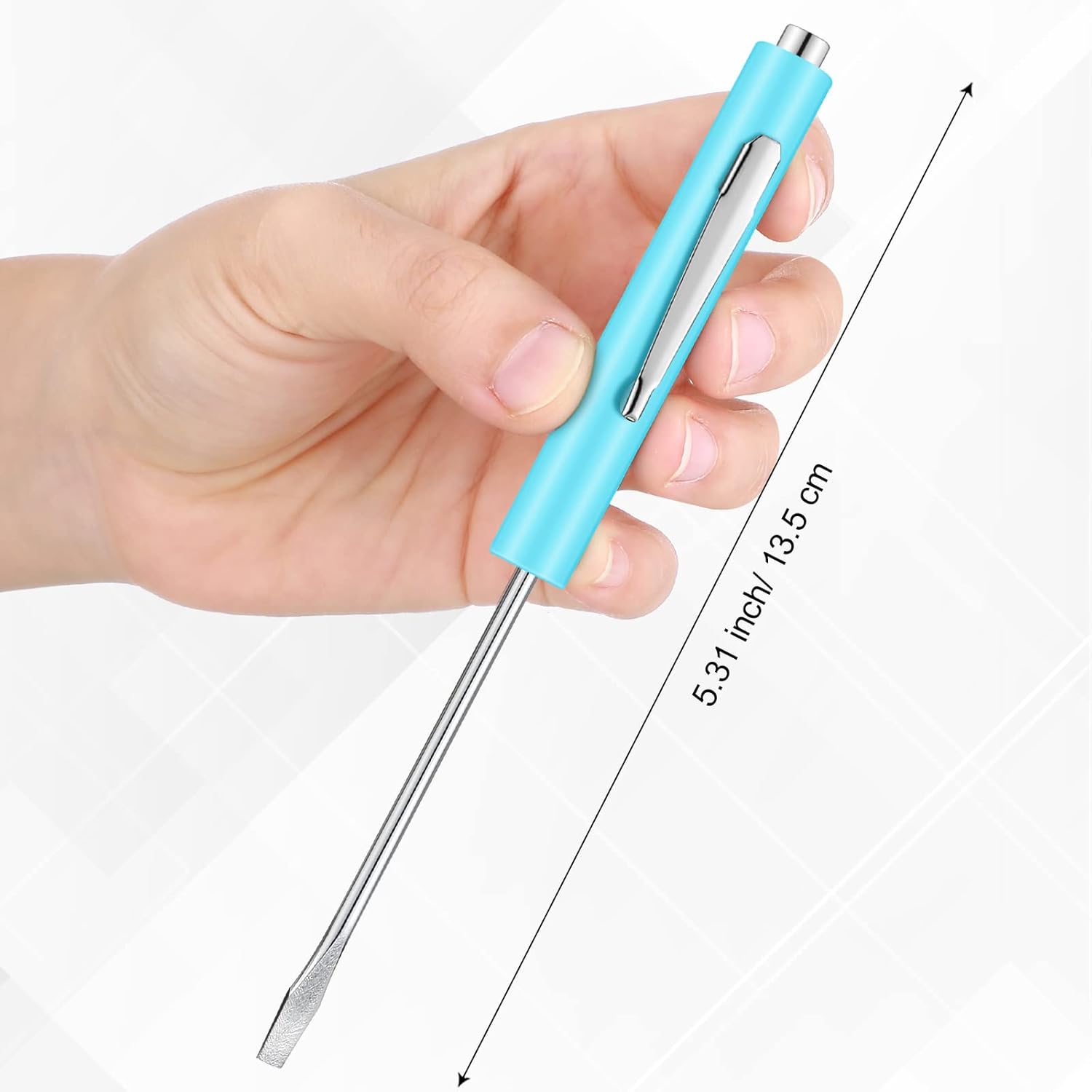 10 Pieces Pocket Screwdriver Mini Tops and Pocket Clips Magnetic Slotted Small Screw Driver with a Single Blade Head for Mechanical, Electrician Light Blue