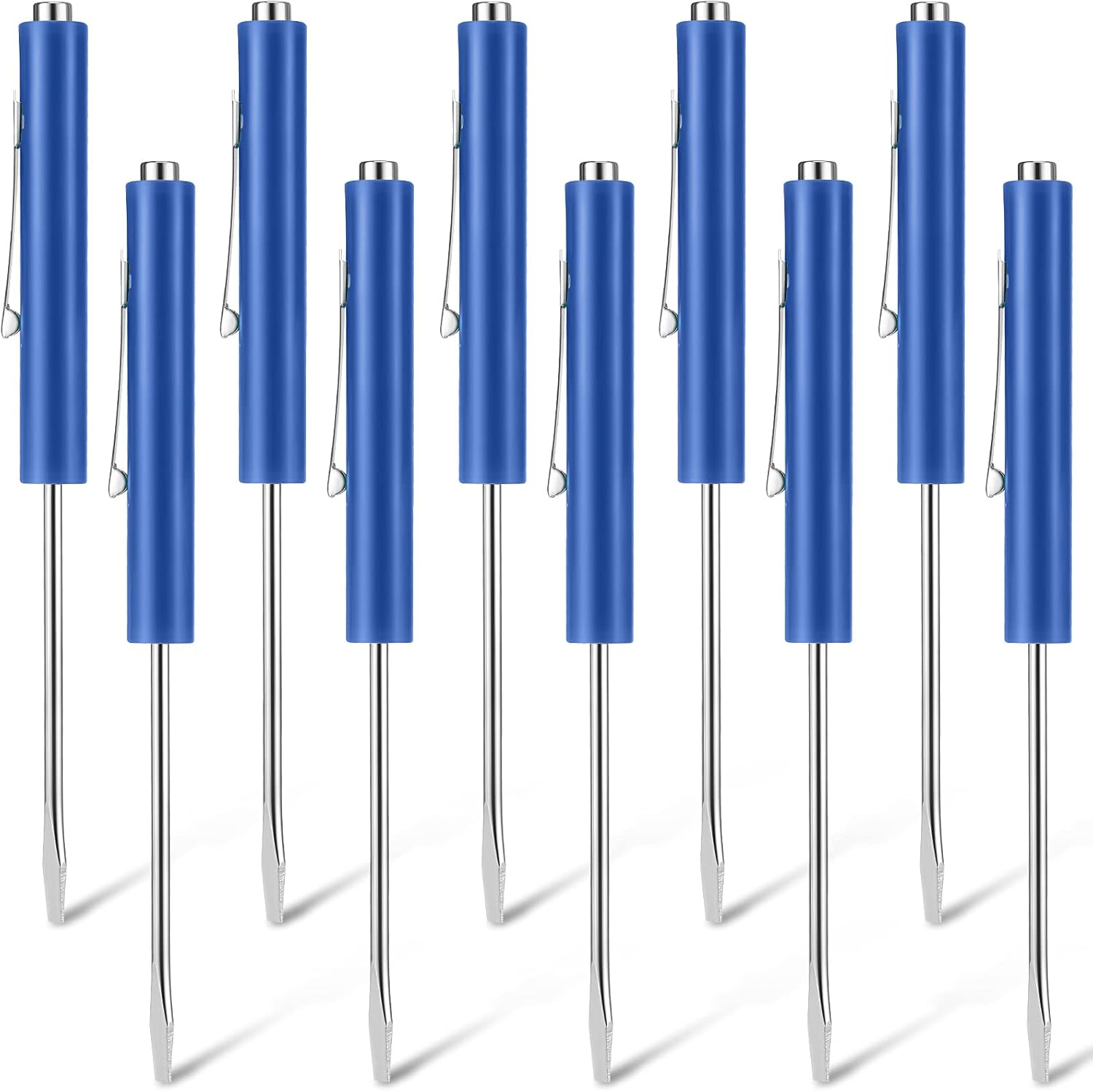 10 Pieces Pocket Screwdriver Mini Tops and Pocket Clips Magnetic Slotted Small Screw Driver with a Single Blade Head for Mechanical, Electrician Blue