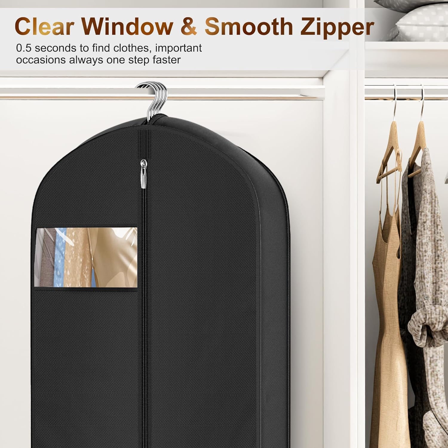 65" Long Garment Bags for Travel for Women 4" Gusseted Dress Bags for Gowns Waterproof Dress Protector Bag for Closet Storage Clothing Covers for Hanging Clothes Wedding Dresses Storage
