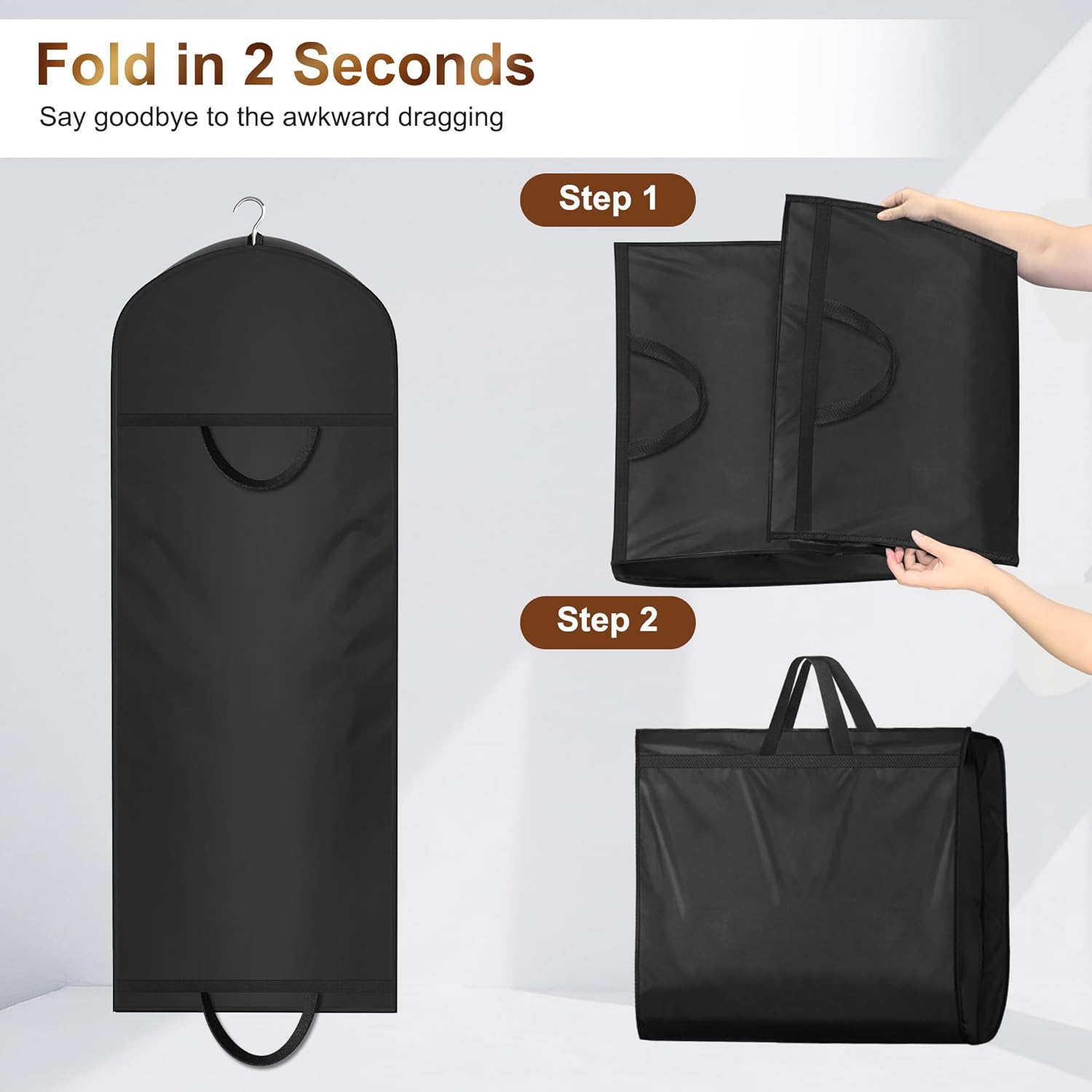 65" Long Garment Bags for Travel for Women 4" Gusseted Dress Bags for Gowns Waterproof Dress Protector Bag for Closet Storage Clothing Covers for Hanging Clothes Wedding Dresses Storage