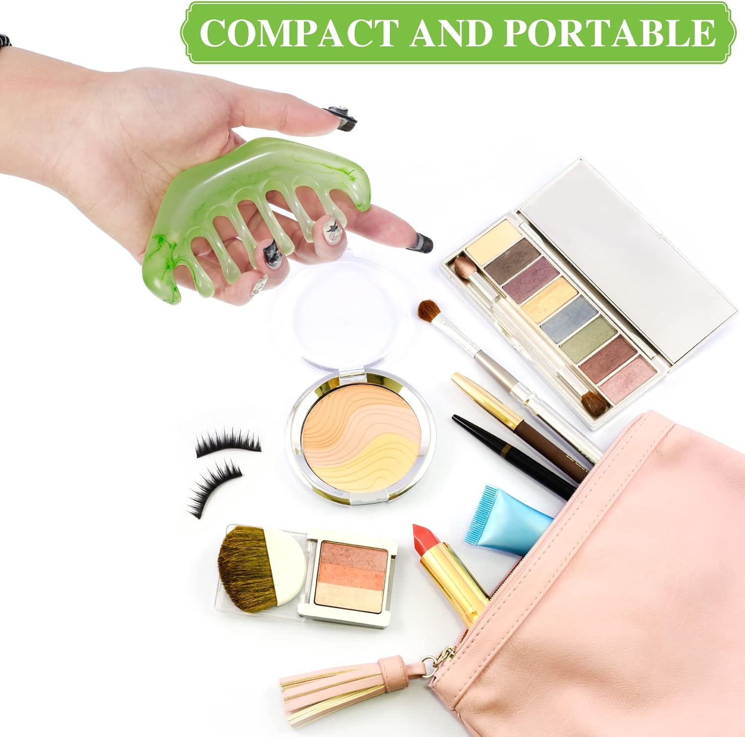2 Pcs Jade Combs Esthetician Supplies Massage Stone Hair Gua Sha Scraping Scalp Comb Facial Massage Tool Handheld Head Tools Head Caring Therapy Valentines for Women Elegant Style