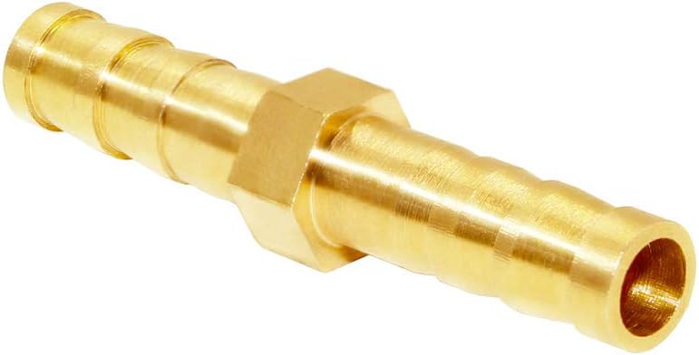 Brass Hose Barb Fitting Metals Splicer Mender, 1/4" Barb Hose Union Fuel Gas Water Air Pack of 12