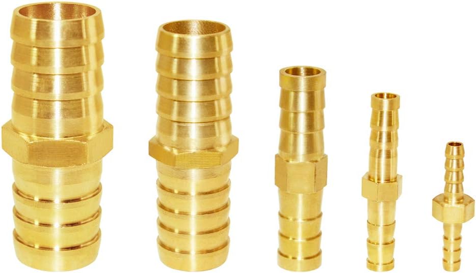Brass Hose Barb Fitting Metals Splicer Mender, 1/4" Barb Hose Union Fuel Gas Water Air Pack of 12