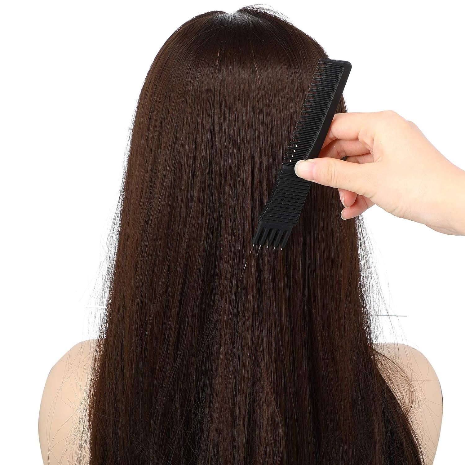 3 Pieces Pick Teasing Combs Hair Brush Set Includes Black Carbon Lift with Metal Prong, Triple Pin Rat Tail Comb, Nylon Bristle Hair Brush for Women Black and Red
