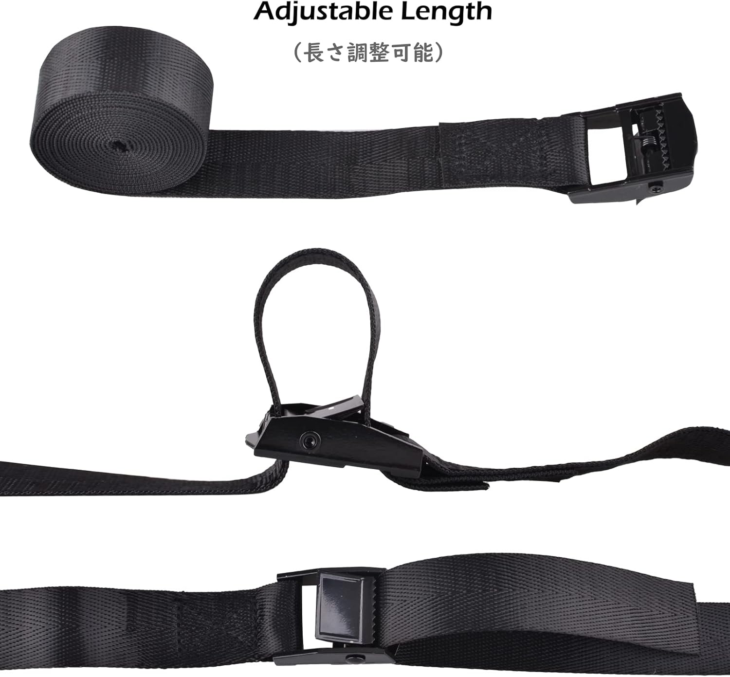 Cinch Tie Down Strap Lashing Straps Heavy Duty Nylon Straps with Cam Buckles for Cargo, Trucks, Boat, Motorcycle,SUP, Kayak, Canoe, Trailer 1m, Black - 4 Pack