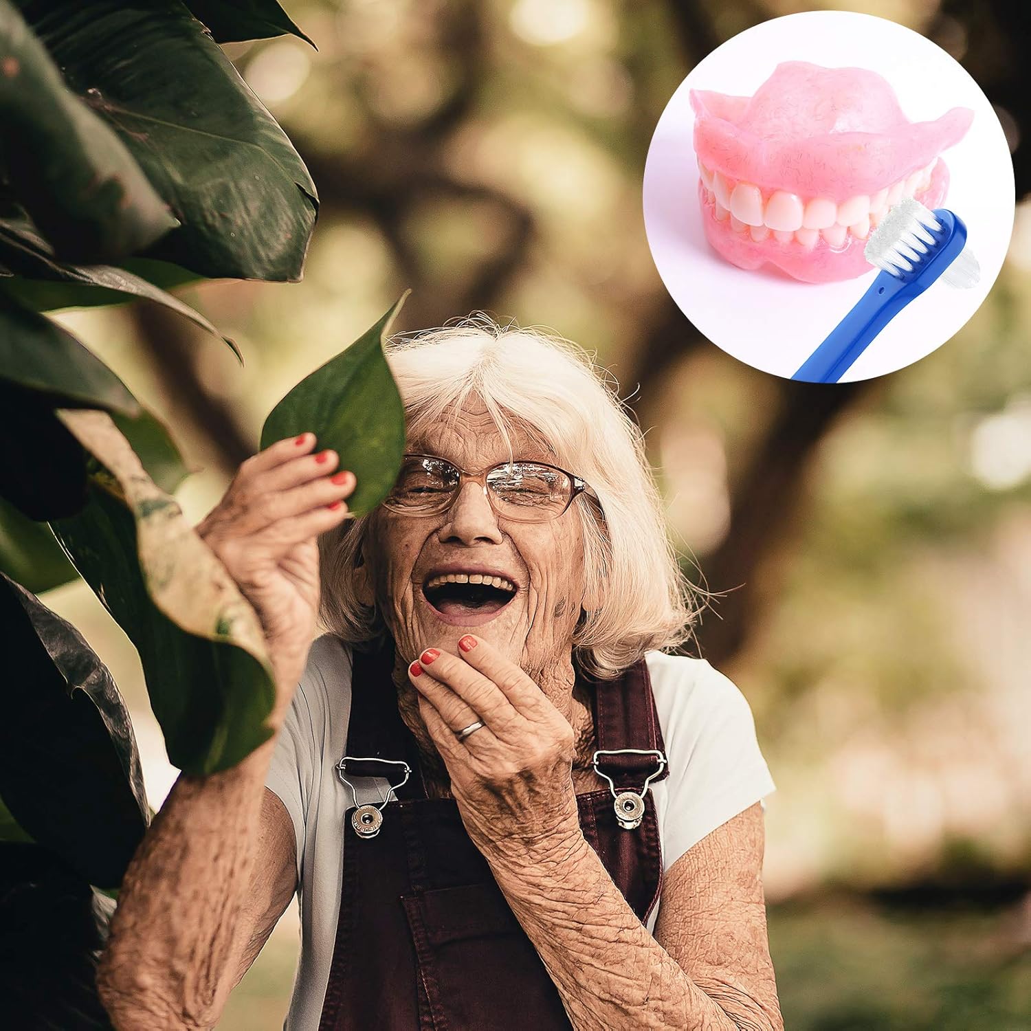 6 Pack Denture Cleaning Brush Dual Head Portable Denture Toothbrush Hard Double Sided Multi-Layered Bristles False Teeth Toothbrush for Care Clean Clear Brace Mouth Guard Blue White,Flat