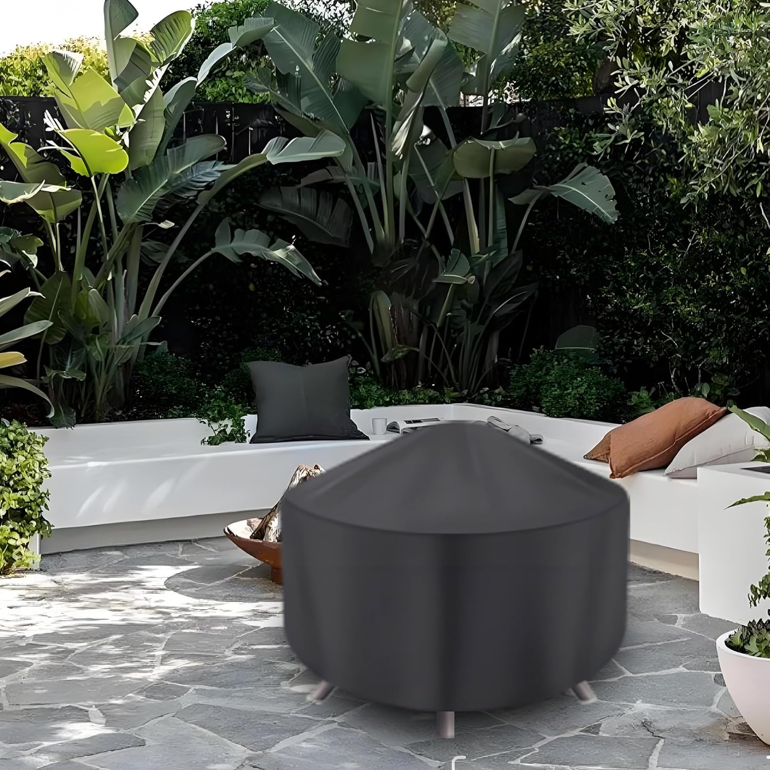Round Fire Pit Cover for 22-34 Inch Firepit, Heavy Duty Outdoor Patio Fireplace Covers - Waterproof Dustproof Anti UV and Tear Resistant