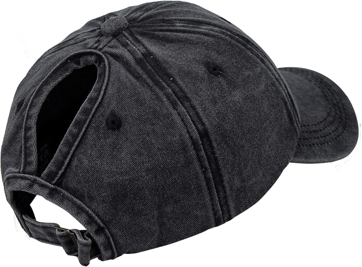 Ponytail Baseball Hat Distressed Retro Washed Womens Twill