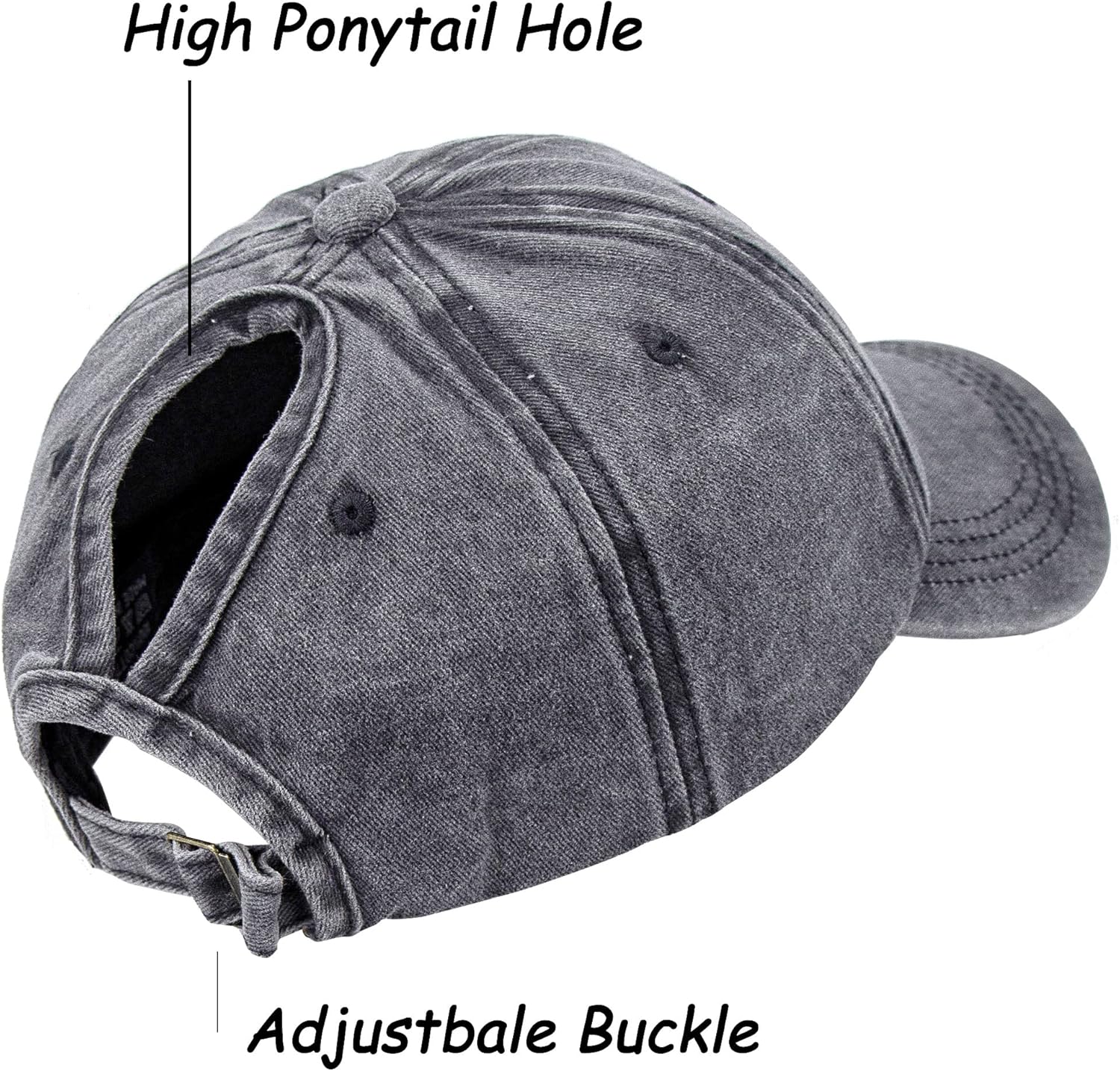 Ponytail Baseball Hat Distressed Retro Washed Womens Twill