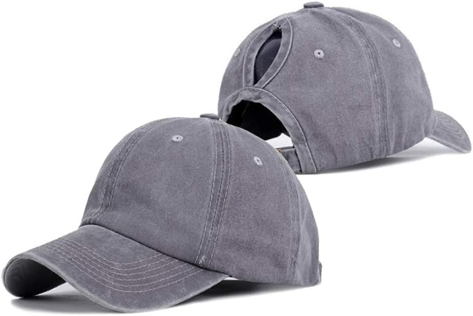 Ponytail Baseball Hat Distressed Retro Washed Womens Twill