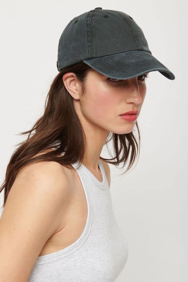 Ponytail Baseball Hat Distressed Retro Washed Womens Twill
