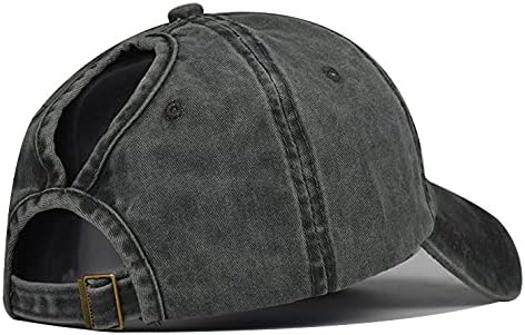 Ponytail Baseball Hat Distressed Retro Washed Womens Twill