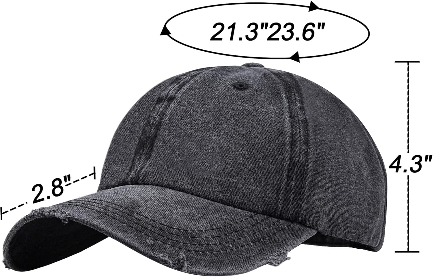 Ponytail Baseball Hat Distressed Retro Washed Womens Twill