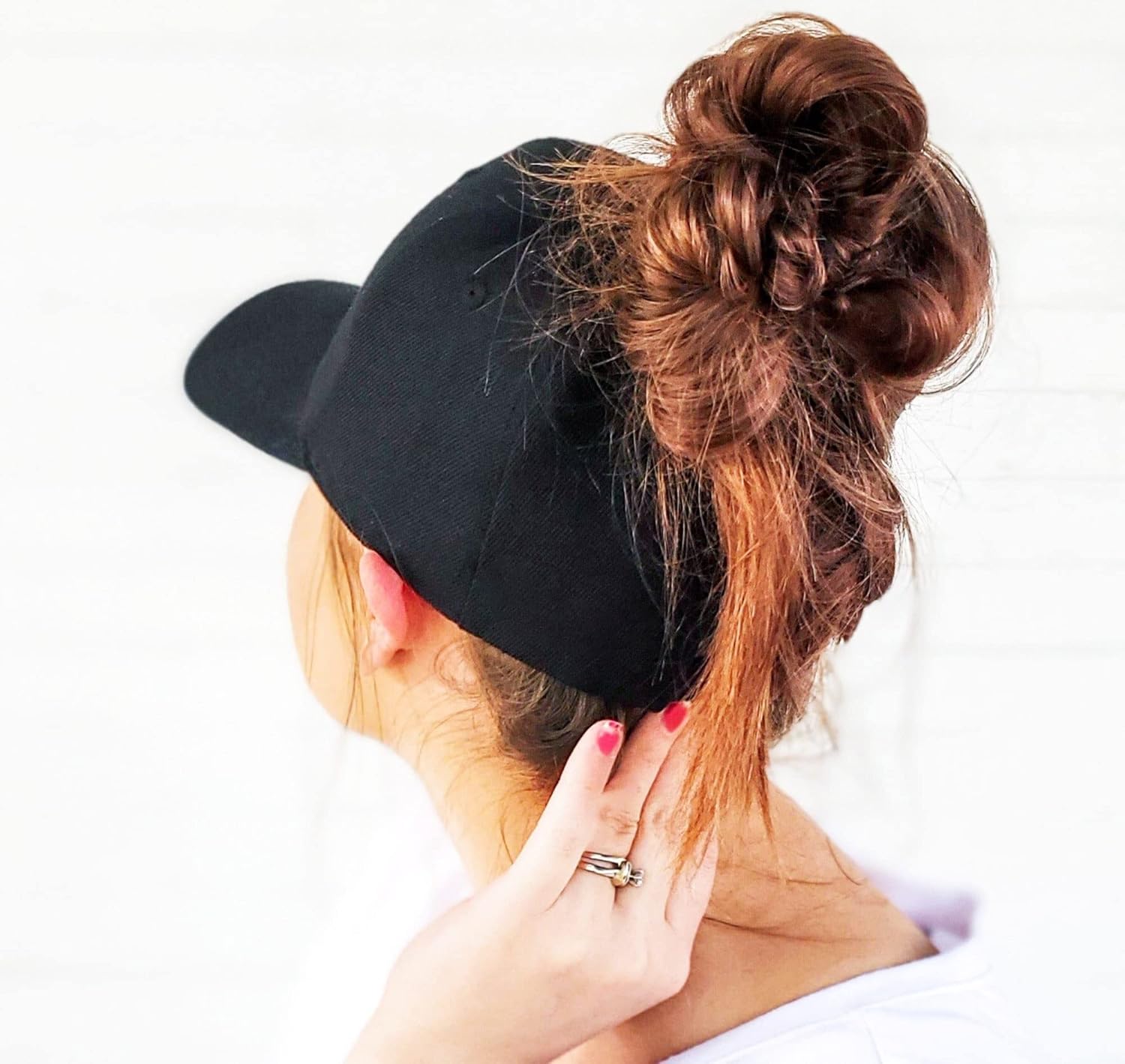 Ponytail Baseball Hat Distressed Retro Washed Womens Twill