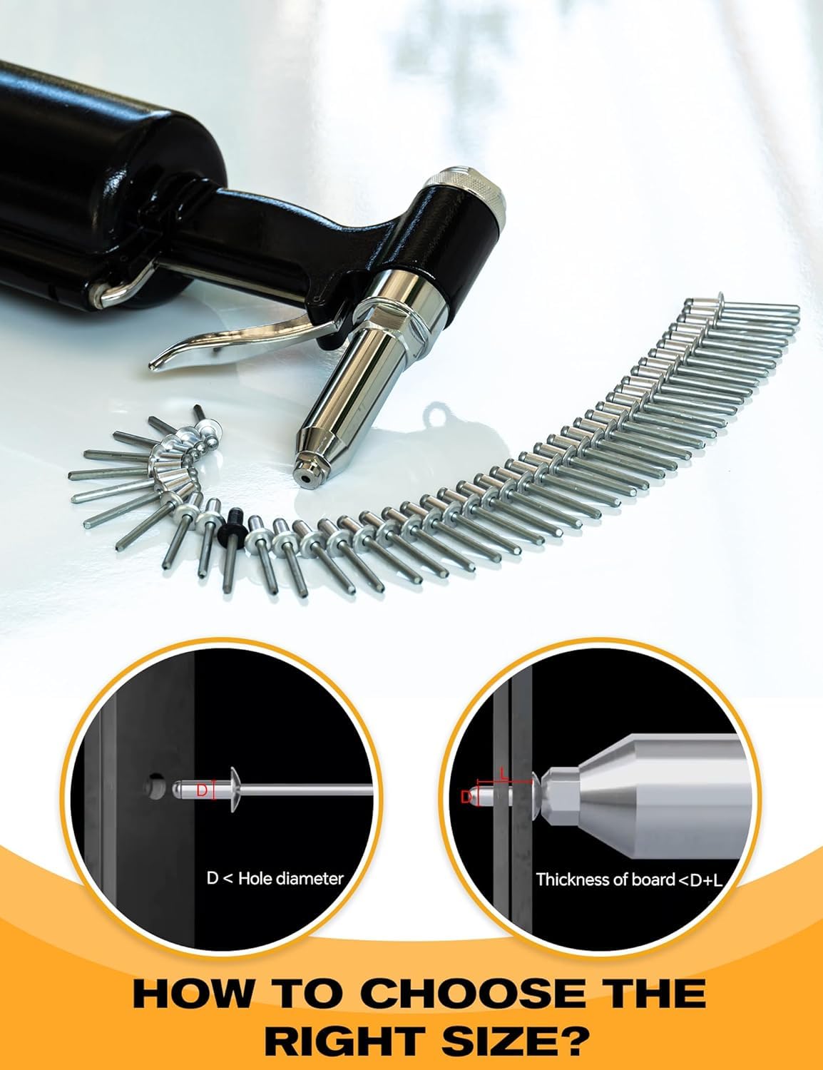 100 PCs 1/8'' x 3/4''Aluminum Blind Rivets, Pack of 100 CT 3.2mm x 20mm Pop Rivets with Aluminum Grip and Steel Mandrel