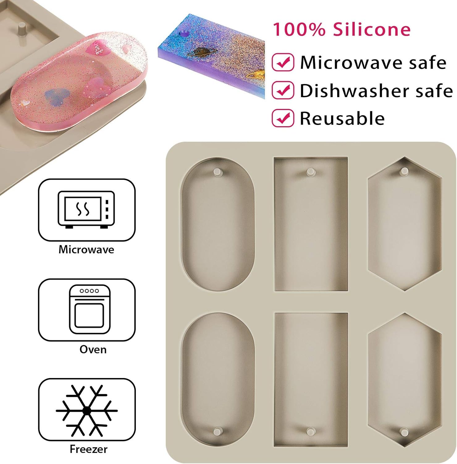 2 Pcs Silicone Wax Melt Molds Silicone Resin Keychain and Wax Sachets Epoxy Casting Jewelry Making Molds with Hanging Holes for DIY Jewelry Handicrafts Making Stylish Style