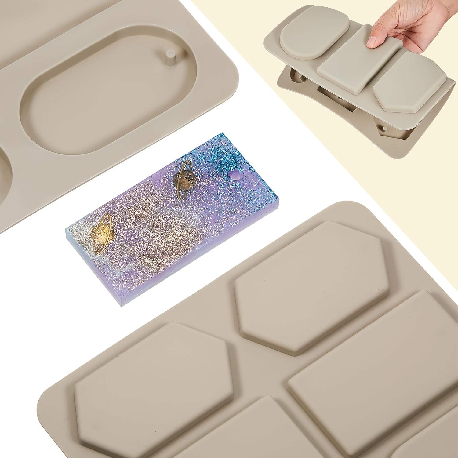 2 Pcs Silicone Wax Melt Molds Silicone Resin Keychain and Wax Sachets Epoxy Casting Jewelry Making Molds with Hanging Holes for DIY Jewelry Handicrafts Making Stylish Style
