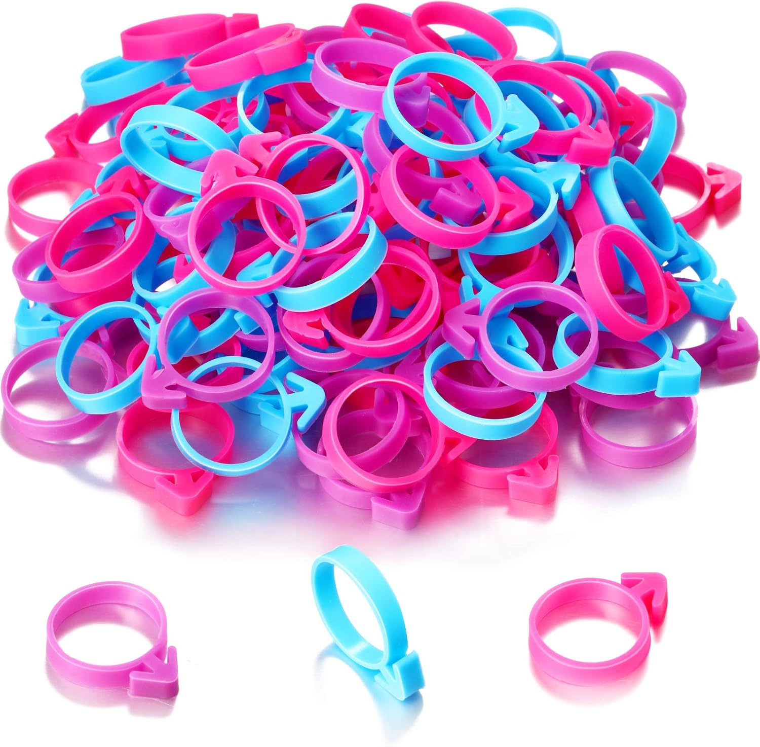 120 Pieces Icing Bag Ties Silicone Decoration Piping Bag Ties for Cupcakes Cookies and Pastry Rosy, Blue, Purple
