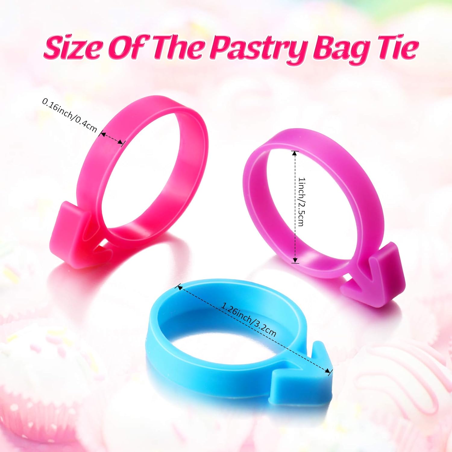 120 Pieces Icing Bag Ties Silicone Decoration Piping Bag Ties for Cupcakes Cookies and Pastry Rosy, Blue, Purple