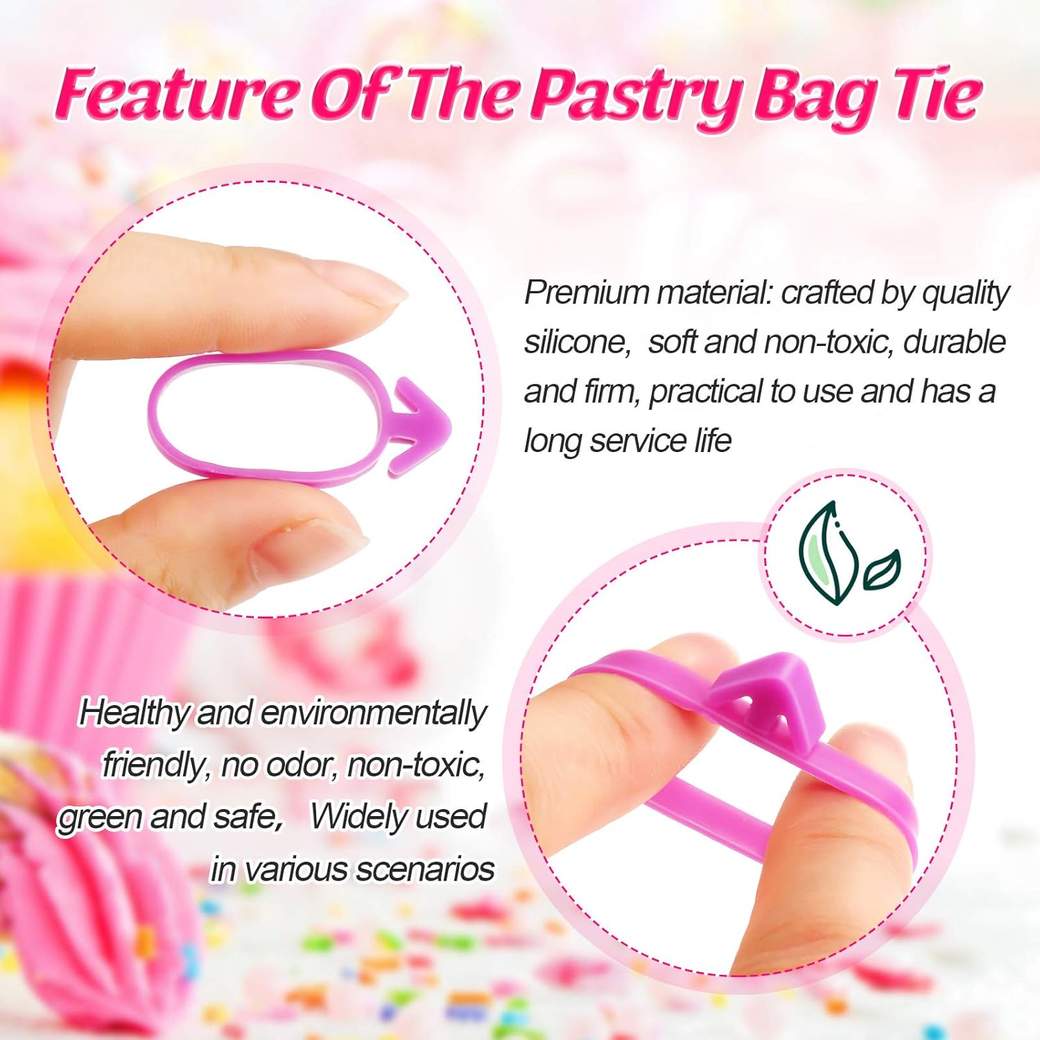 120 Pieces Icing Bag Ties Silicone Decoration Piping Bag Ties for Cupcakes Cookies and Pastry Rosy, Blue, Purple