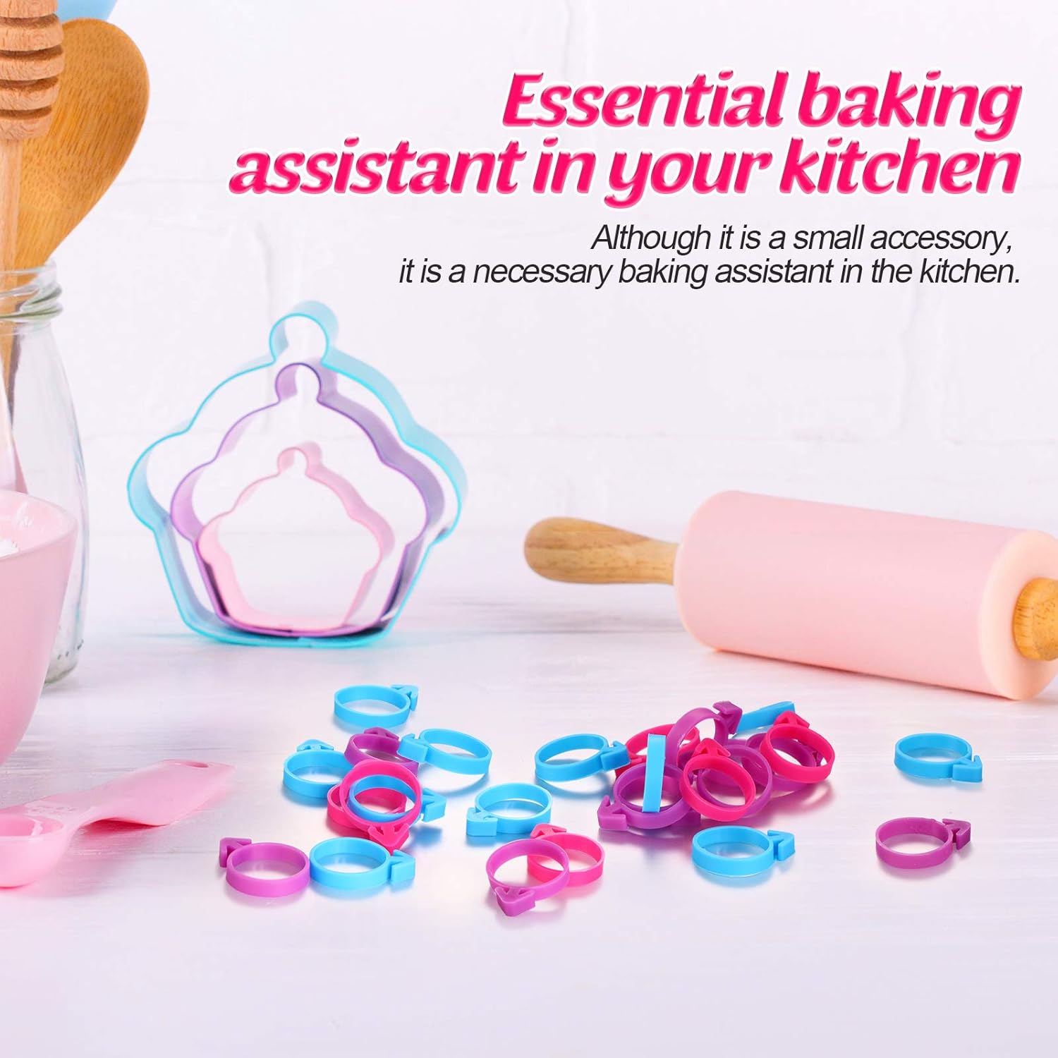 120 Pieces Icing Bag Ties Silicone Decoration Piping Bag Ties for Cupcakes Cookies and Pastry Rosy, Blue, Purple