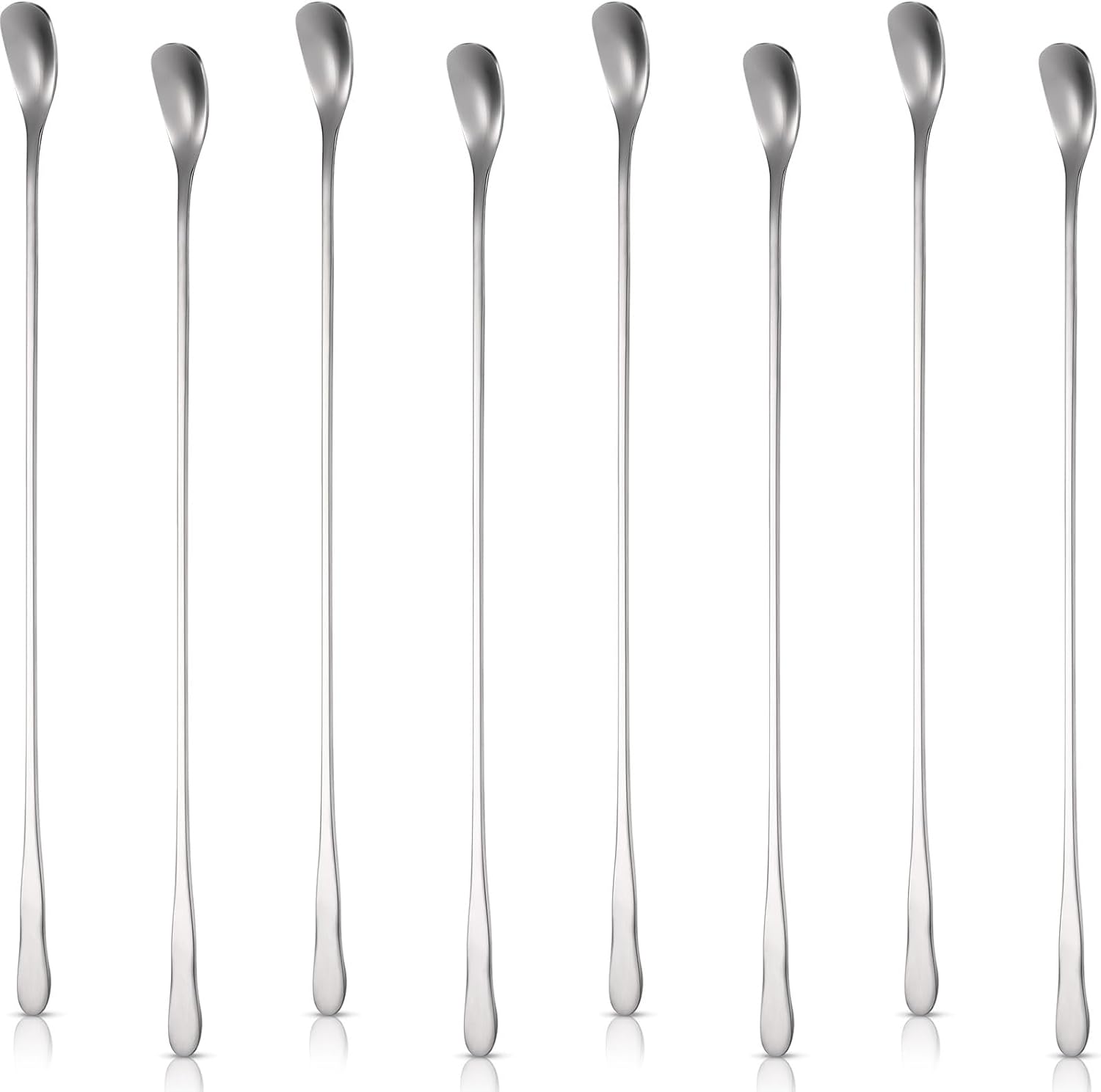 8 Pieces Stainless Steel Coffee Stirring Spoons 7.8 Inch Reusable Coffee Stirrers Long Handle Bar Cocktail Salt Spoons Tiny Swizzle Sticks for Bar Cocktails