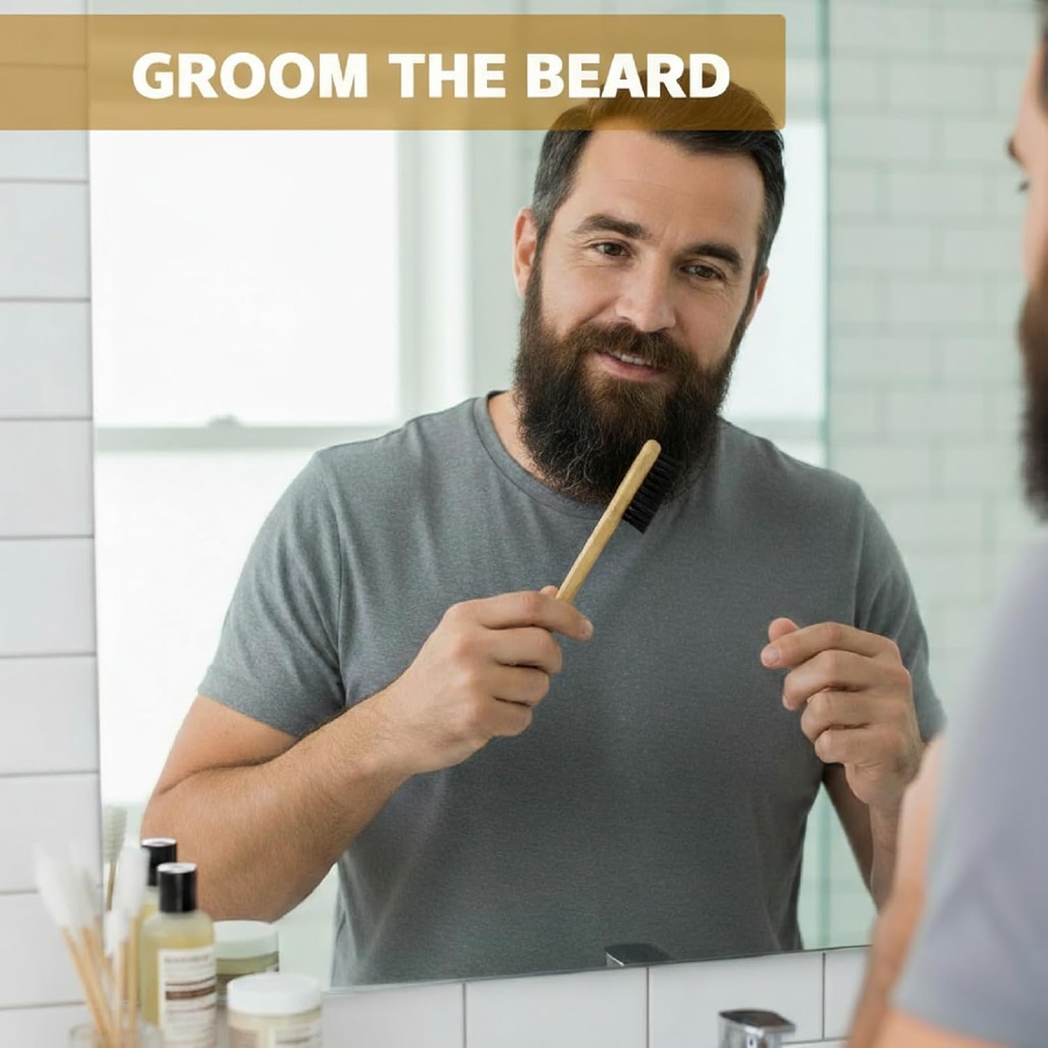 3 Pieces Moustache Comb and Brush Beard Edge Brushes 2-in-1 Sapling Wood Mustache Comb Gentle Control Bamboo Eyebrow Hair Tool