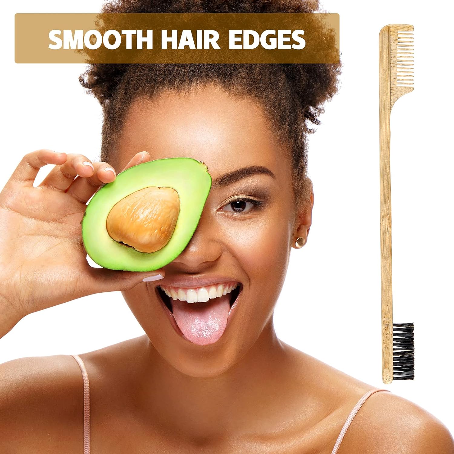 3 Pieces Moustache Comb and Brush Beard Edge Brushes 2-in-1 Sapling Wood Mustache Comb Gentle Control Bamboo Eyebrow Hair Tool