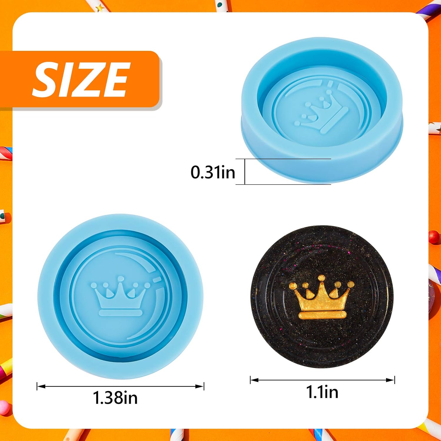 24 Pieces Resin International Chess Molds Silicone Checkers Epoxy Molds Chess Resin Casting Mold for Home Decoration Jewelry Cake Pendant Making Supplies Blue
