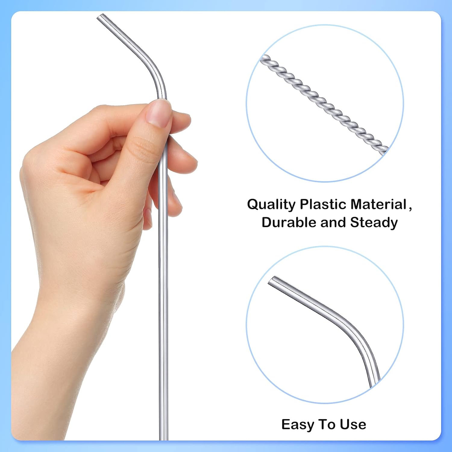 8 Pieces 14 Inch Reusable Stainless Steel Straws Long Drinking Straws for 100 oz Tumblers, Extra with 4 Pieces Cleaning Brush Silver