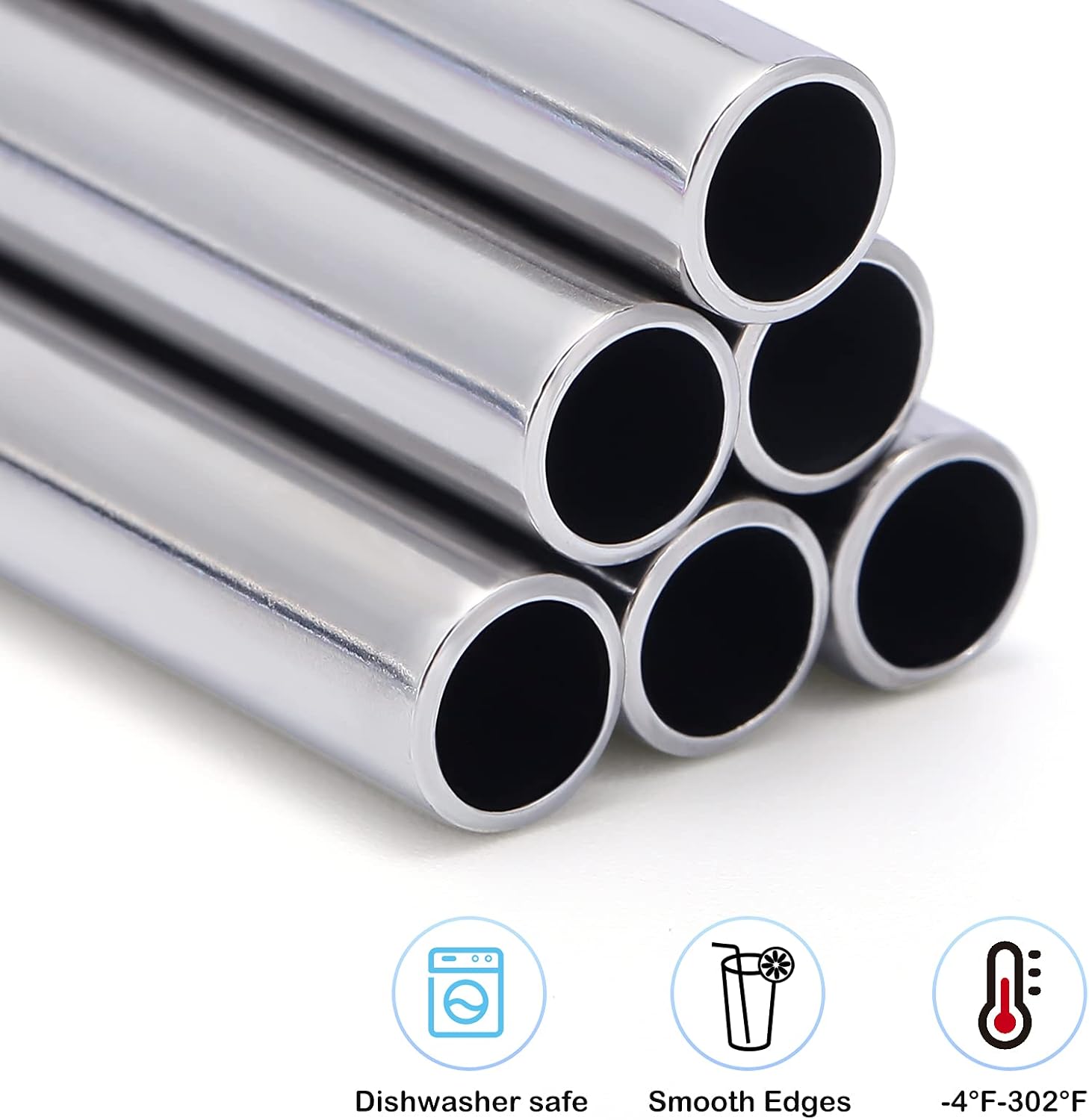 8 Pieces 14 Inch Reusable Stainless Steel Straws Long Drinking Straws for 100 oz Tumblers, Extra with 4 Pieces Cleaning Brush Silver