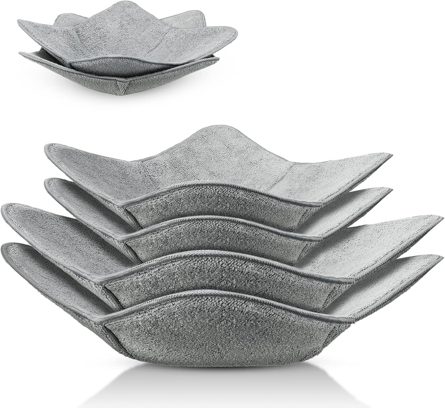 Microwave Bowl Cozy Holders for Hot Food Bowl Pot Plate in 2 Sizes Heat Proof Polyester Potholder Protector Food Soup for Bouillon Gray,4 Pieces