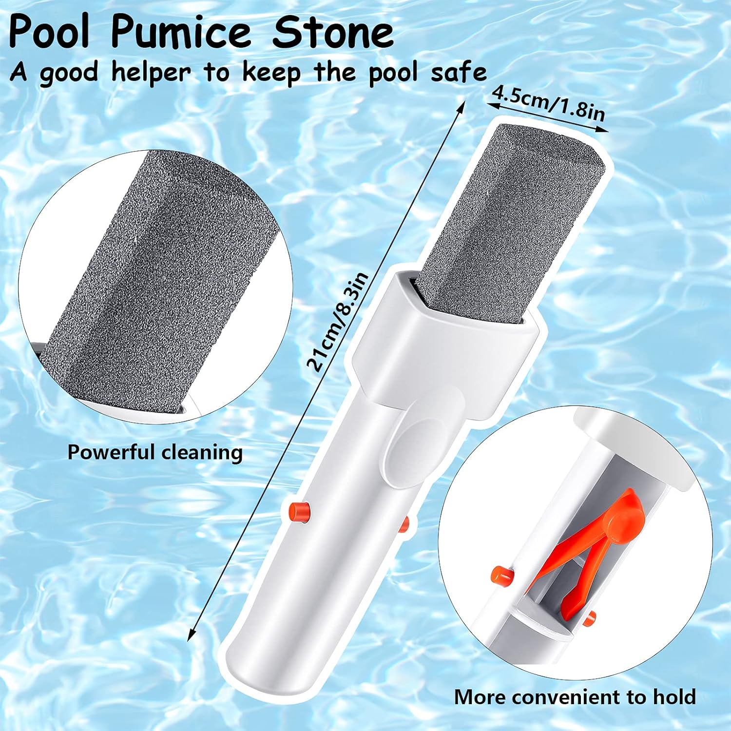 3 Pieces Pool Pumice Stone with Handle Erase Rust Stain Spot Remover Pool Tile Calcium Cleaning Tools Pumice Sticks Stone for Concrete Plaster Pool Spa Toilet Bowl Ring Calcium Tub