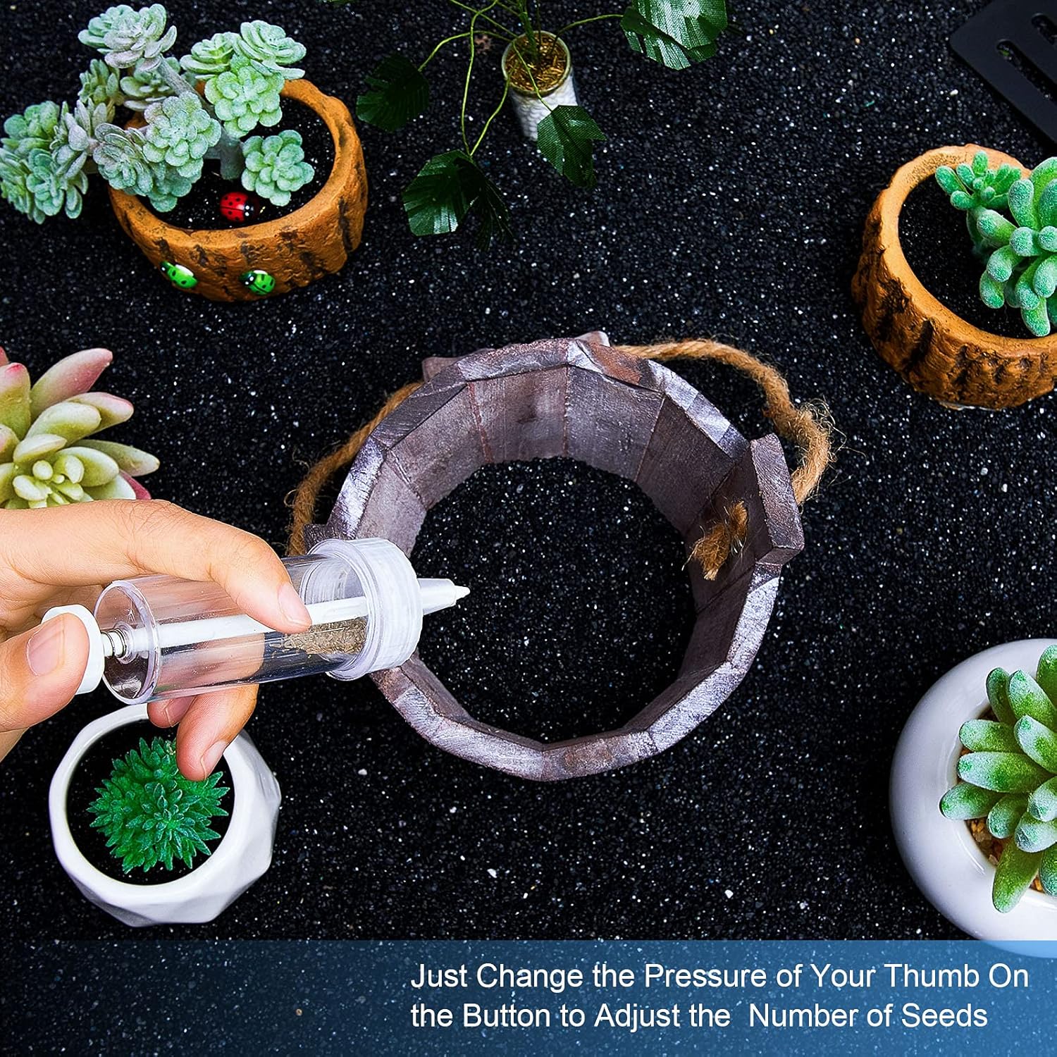Mini Sowing Seed Dispenser Sower Seed Spreader Garden Planter Hand Seeder Tool Seed Manual Planter Garden Flower Plant Sower Planter Mini Hand Garden Seed Dispenser Planter Starter Seeder