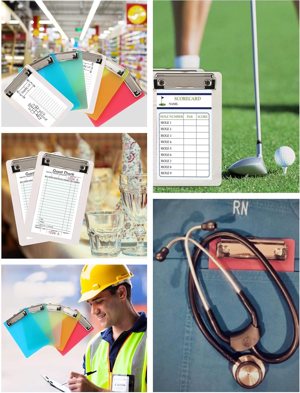 Mini Clipboards, 4.7x7.3 Inch Portable Plastic Clipboards for Receipts & Orders, Ideal for Warehouse, Office, School & Outdoor Work 5-Pack