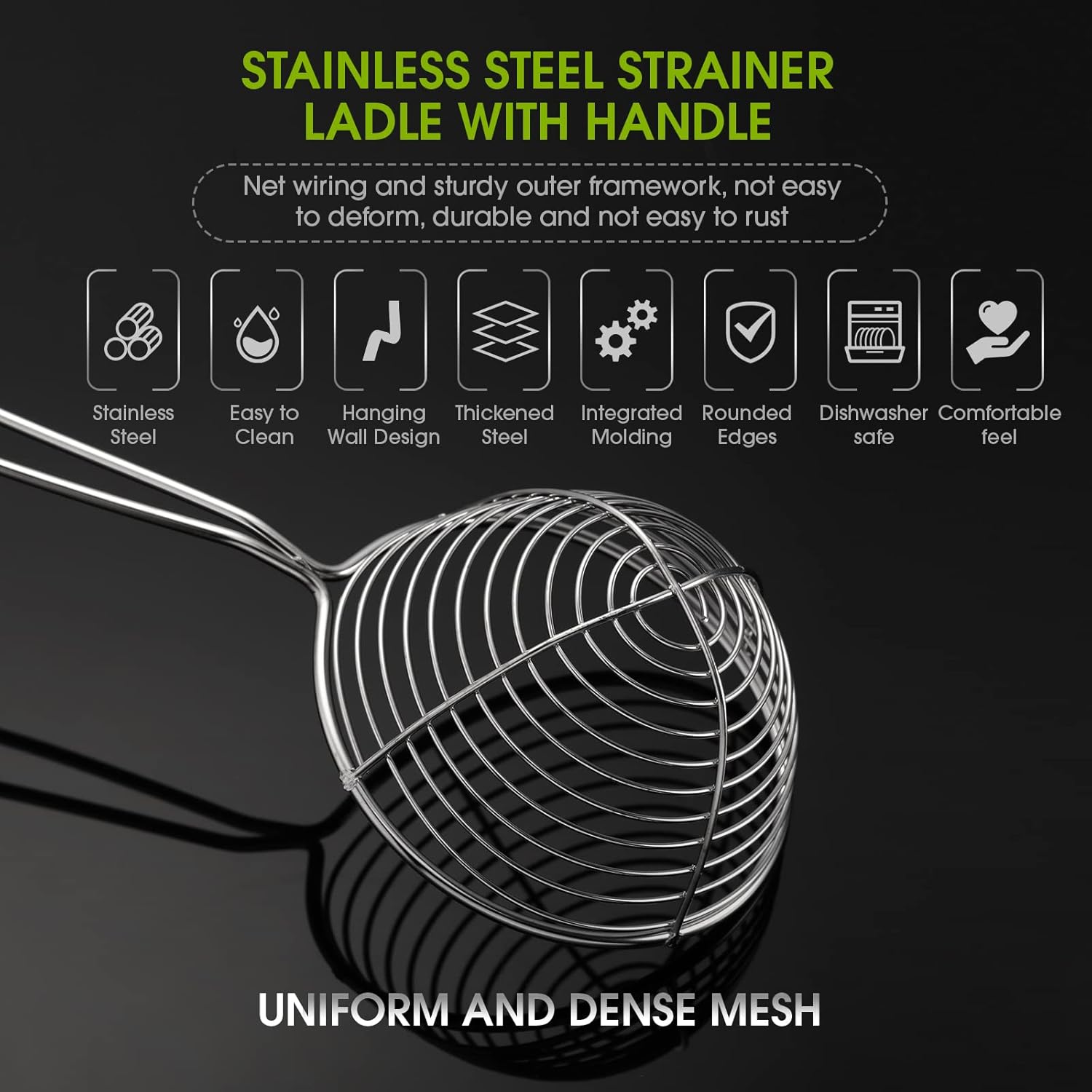 8 Pieces Hot Pot Strainer Scoops, Stainless Steel Hot Pot Strainer Spoons 2. 5 Inch Mini Mesh Skimmer Spoon Asian Ladle with Handle for Home, Black