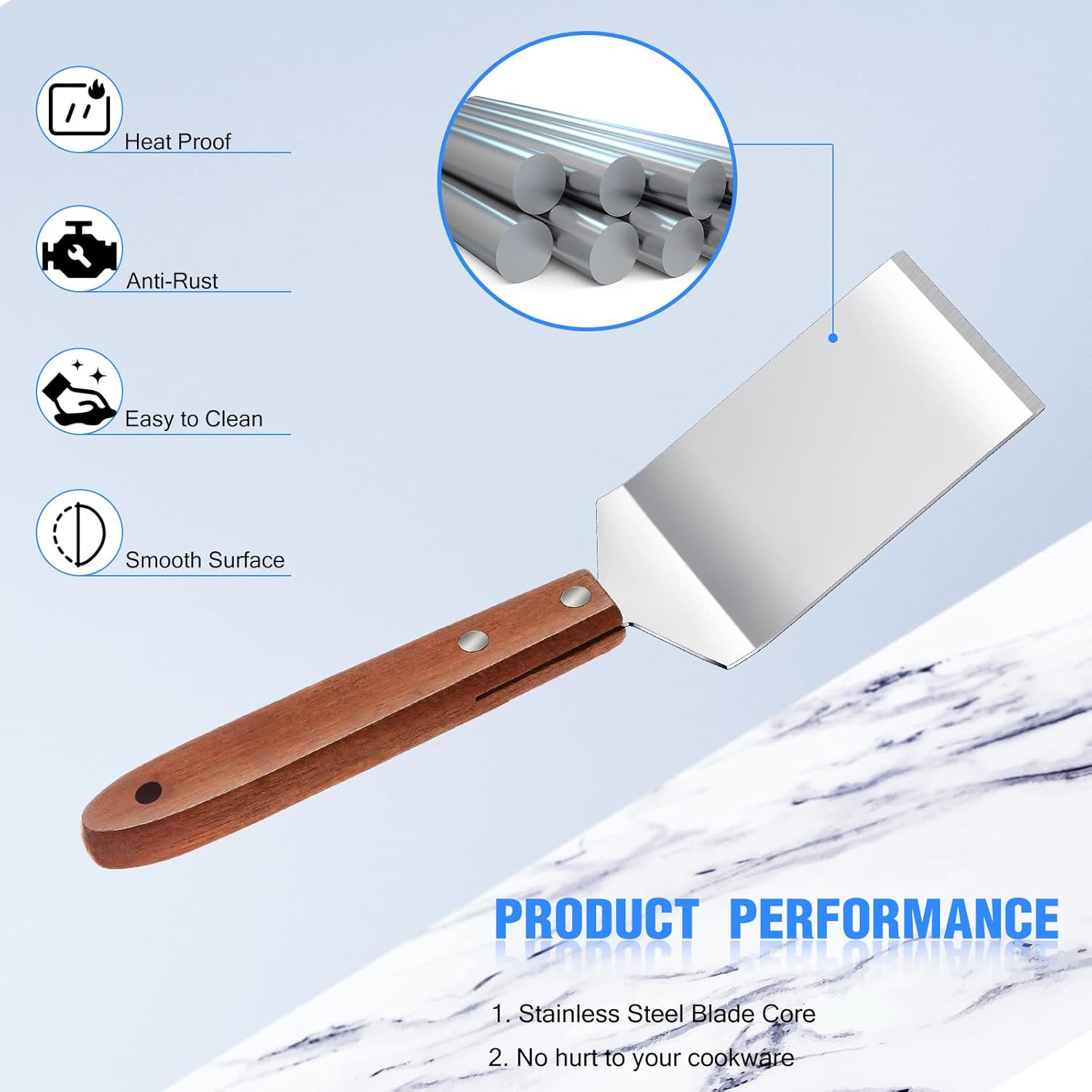 3 Pieces Stainless Steel Cooking Spatula Set Flat Top Metal Spatula Stainless Steel Wire Cheese Cutter Tool Slotted Spatula with Wooden Handle for Grilling Frying and Cooking