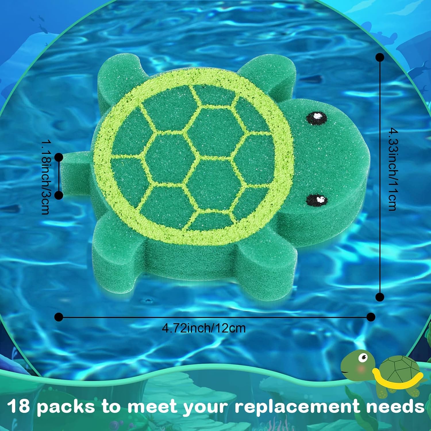 18 Pcs Oil Absorbing Sponge Hot Tub Scum Absorber Swimming Pool Spa Sponge Accessories Cleaning Kit to Collect Scum Grime and Oil from Hot Tub Swimming Pool and Spa Turtle