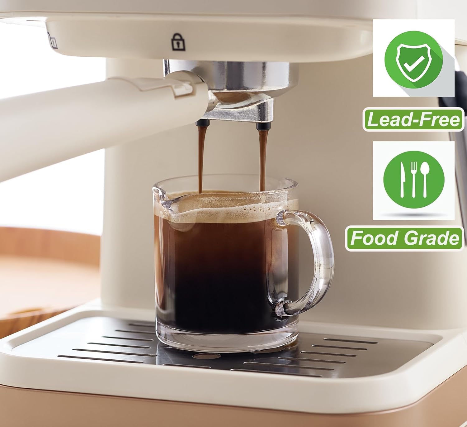 Ackers Shot Glasses Espresso Parts 4.5OZ Double Spouts Milk Cup Clear Glass Pack of 2