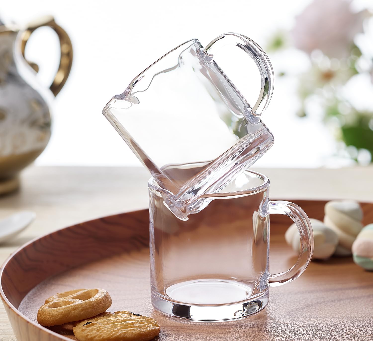 Ackers Shot Glasses Espresso Parts 4.5OZ Double Spouts Milk Cup Clear Glass Pack of 2