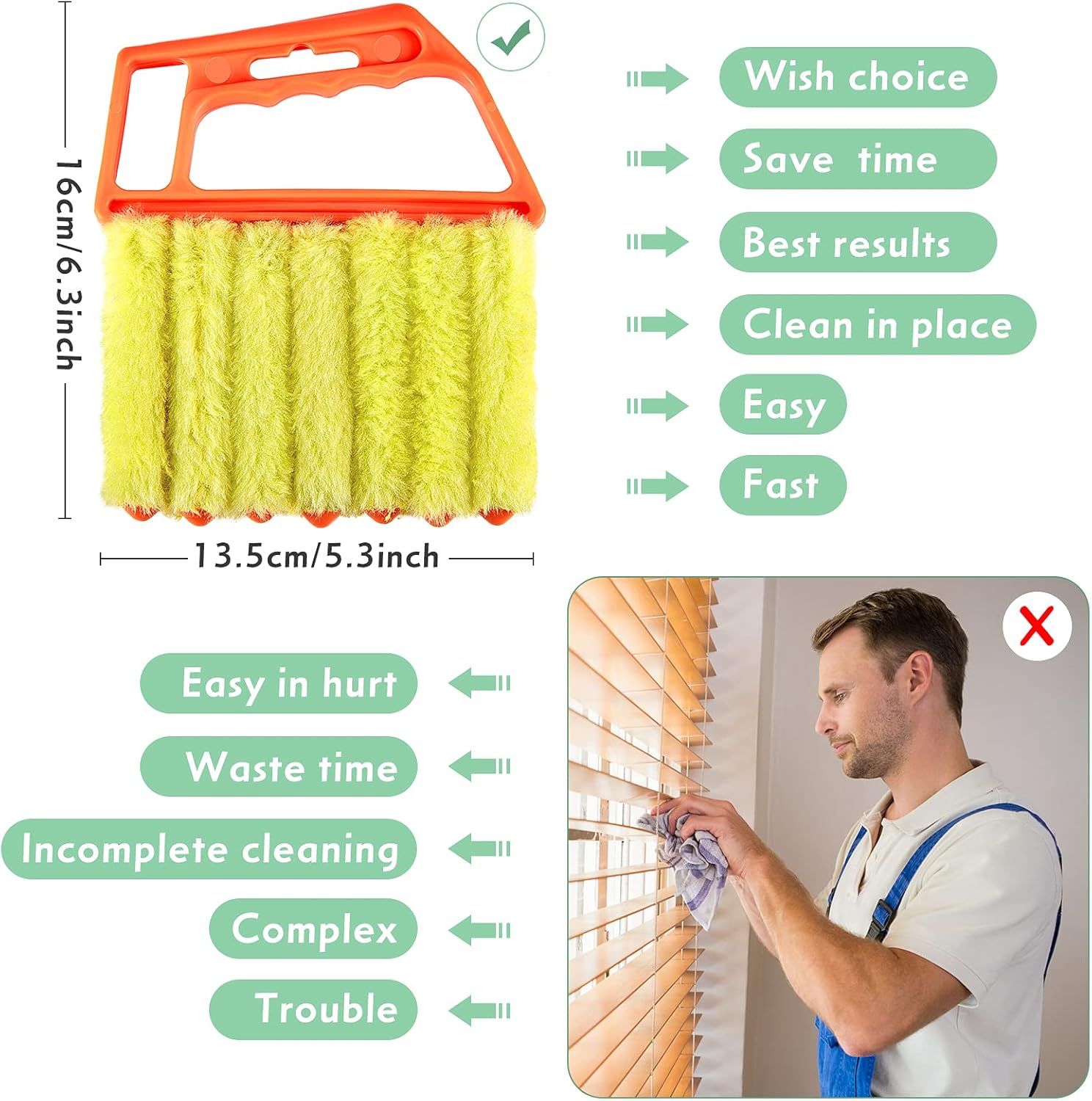 3 Pieces Blind Cleaner Duster Tool 7 Finger Dusting Cleaner for Window Venetian Washable Mini Brush Hand Held Tool for Air Conditioner Dust Dirt 3 Colors