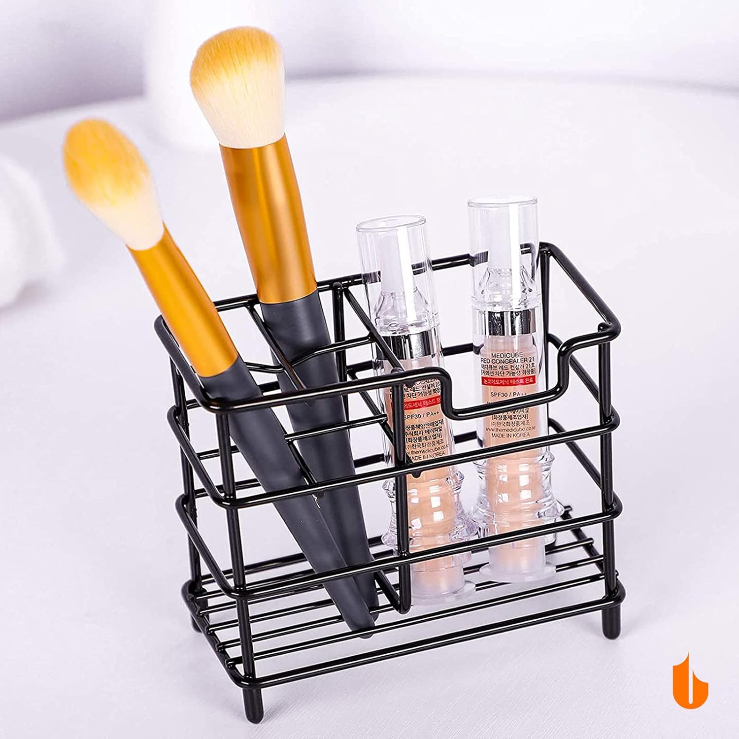 304 Stainless Steel Bathroom Toothbrush Holder Toothpaste Holder Stand Bathroom Accessories Organizer Black, Small